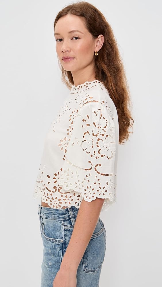 トップス LULA TULLE EMBROIDERY SWEAT TOPS Eco Eara Floral Mesh Bodysuit | GUESS Factory